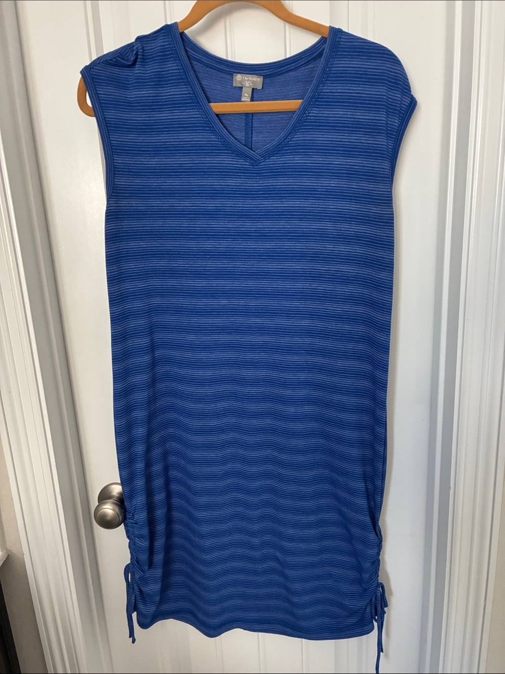 Talbots Blue Striped V‑Neck Swim Coverup